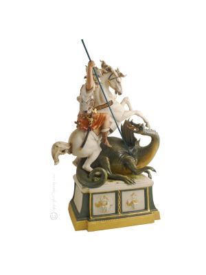 Estatuilla de figura de porcelana de Capodimonte SAN JORGE Y EL DRAGÓN hecha a mano en Italia