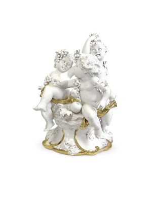 TRES QUERUBIOS Estatuilla de figura de porcelana Capodimonte hecha a mano en Italia