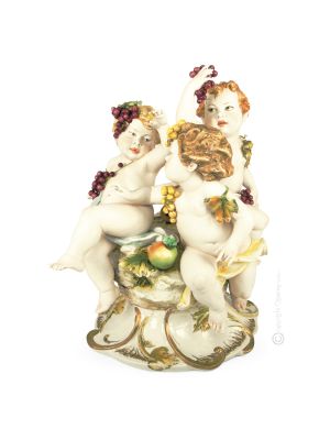 TRES QUERUBIOS Estatuilla de figura de porcelana Capodimonte hecha a mano en Italia