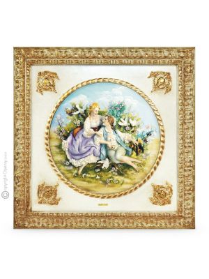 LA PRIMERA CITA Cuadro en bajorrelieve en porcelana de Capodimonte Made in Italy