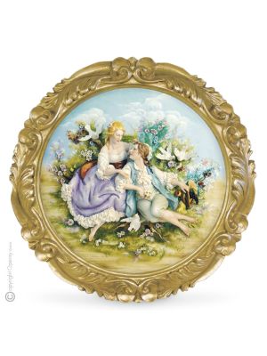 LA PRIMERA CITA Cuadro en bajorrelieve en porcelana de Capodimonte Made in Italy