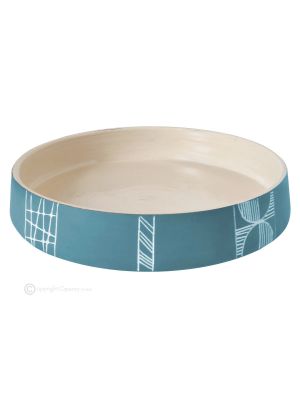 Bandeja central de cerámica artística piamontesa hecha y decorada a mano auténtica Made in Italy 