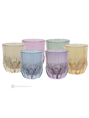 ADA Juego de 6 auténticos vasos de agua modernos pintados a mano en cristal de calidad superior.