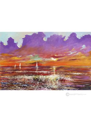 ALBA SALENTINA Pintura acrílica moderna sobre lienzo Made in Italy 