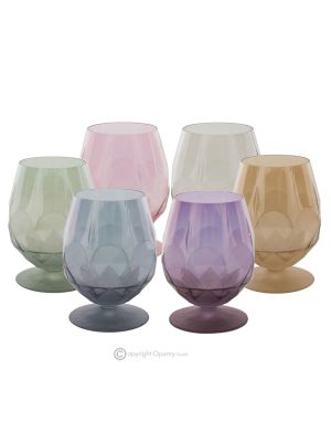 ALKIMIA Juego de 6 auténticos vasos de whisky pintados a mano y fabricados en cristal de calidad superior.