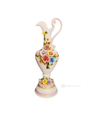AMPHORA Jarrón artístico de cerámica estilo barroco con detalle en oro de 24k Made in Italy