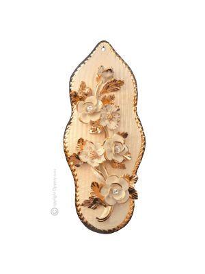 PINTURA Decoración artística colgante de cerámica estilo barroco con detalle en oro de 24k Made in Italy