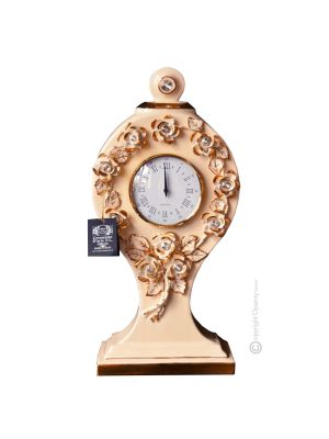 RELOJ DE MESA Cerámica artística estilo barroco con detalle en oro de 24k Hecho en Italia