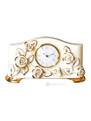 RELOJ DE MESA Cerámica artística estilo barroco con detalle en oro de 24k Made in Italy