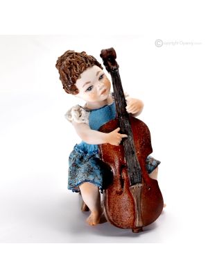 BICE Músico con contrabajo Capodimonte, belleza musical en porcelana.