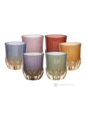 CALLE Juego de 6 auténticos vasos de agua modernos pintados a mano en cristal de calidad superior.
