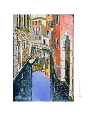 CANAL DE VENECIA Pintura acrílica moderna sobre lienzo Made in Italy 