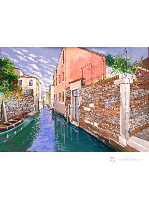CANAL DE VENECIA Pintura acrílica moderna sobre lienzo Made in Italy 