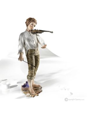 CANCIÓN DE FE - Porcelana de Capodimonte, músico con violín, trabajo artesanal.