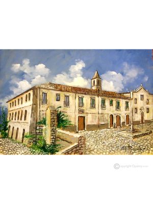 CONVENTO SAN FRANCESCO Pintura acrílica moderna sobre lienzo Made in Italy 