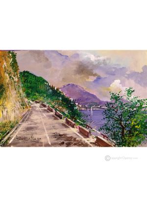 COSTA DE AMALFI Pintura acrílica moderna sobre lienzo Made in Italy 