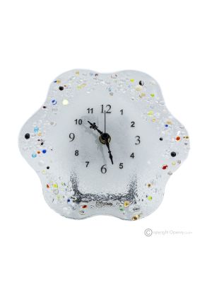 FIORE Reloj de sobremesa, en cristal transparente con gotas, diseño moderno, hecho a mano
