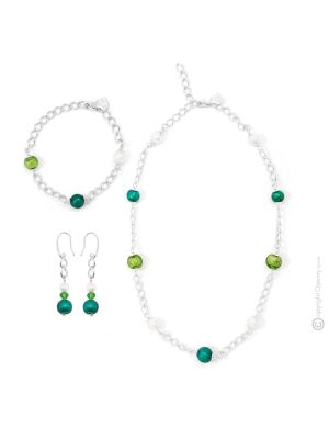 PARURE DENISE conjunto de bisutería artística collar collar pulsera pendientes cuentas de cristal de Murano con plata 925 auténtica hecha a mano Made in Italy