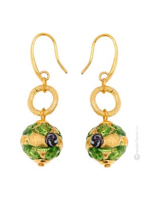 PENDIENTES DE ORO FIORATO bisutería artística cuentas de cristal de Murano con oro de 18 quilates auténtico hecho a mano Made in Italy