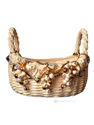 CESTA Decoración de mesa centro de mesa cerámica artística Cerámica artística estilo barroco Color oro 24k Cristales Swarovski