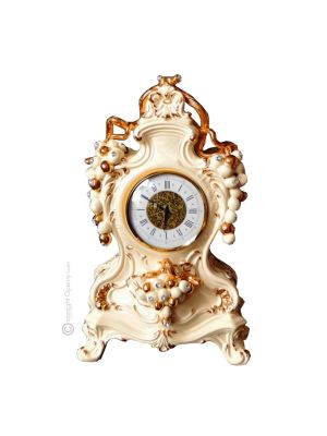 RELOJ DE MESA Cerámica artística estilo barroco con detalle en oro de 24k Made in Italy