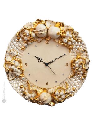 RELOJ Reloj de pared artístico de cerámica estilo barroco, auténtico hecho y pintado a mano Made in Italy