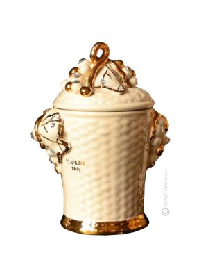 BOTE CON TAPA Decoración de mesa artística de cerámica estilo barroco Color oro 24k Cristales Swarovski