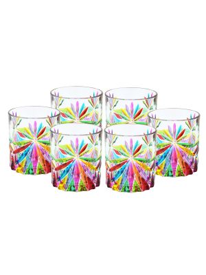 OASIS Juego de 6 auténticos vasos modernos pintados a mano en cristal de calidad superior.