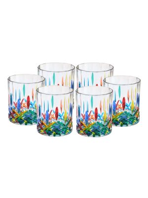 OPERA Juego de 6 auténticos vasos modernos pintados a mano en cristal de calidad superior.