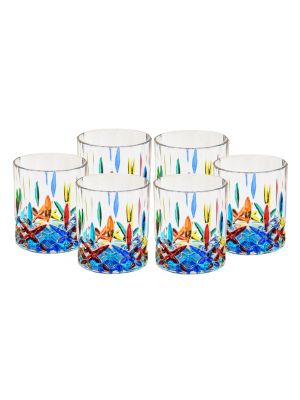 OPERA Juego de 6 auténticos vasos modernos pintados a mano en cristal de calidad superior.
