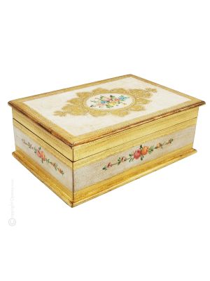 CAJA de madera decorada con pan de oro, cofre, hecha a mano y pintada, Made in Italy