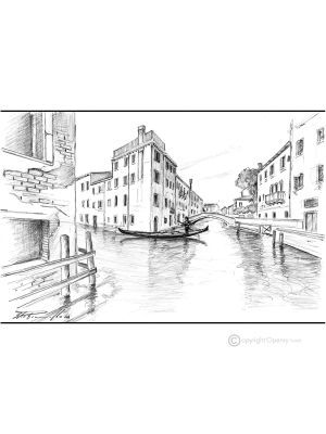 FUNDACIÓN ZEN - VENECIA Dibujo a lápiz sobre cartón moderno Made in Italy 