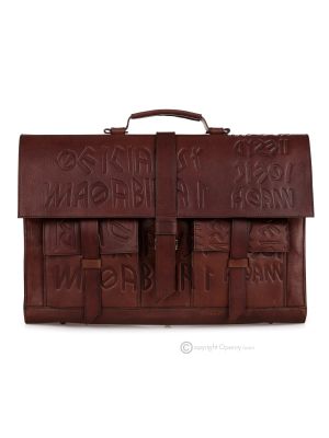 JACKIEIKU Bolsos de oficina maletín de trabajo de hombro bolso profesional de cuero genuino marrón hecho a mano para hombre