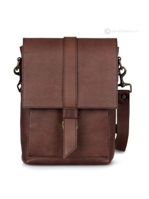 STEVEM Bolso o bolso de hombro hecho a mano en cuero genuino marrón para hombre