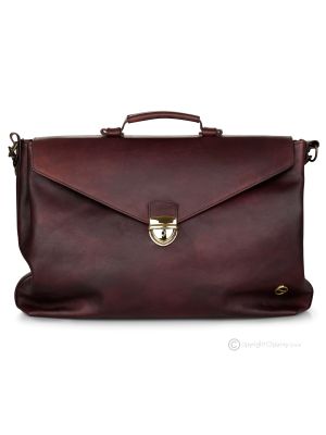 UBALDO Bolsos de oficina maletín de trabajo al hombro bolso profesional para hombre en cuero marrón real