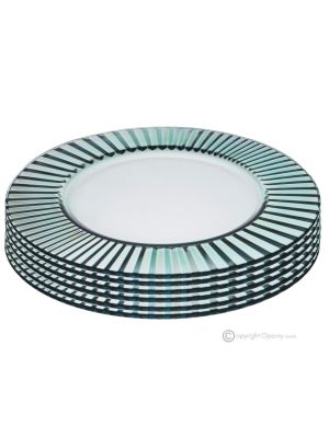 DOMINA Juego de 6 platos marcadores en vidrio, calidad superior, diseño moderno pintado a mano.