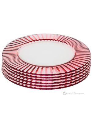 DOMINA Juego de 6 platos marcadores en vidrio, calidad superior, diseño moderno pintado a mano.