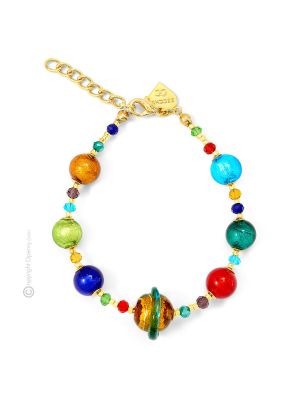 PULSERA SATURNO bisutería artística pulsera de perlas de cristal de Murano con plata 925 auténtica hecha a mano Made in Italy