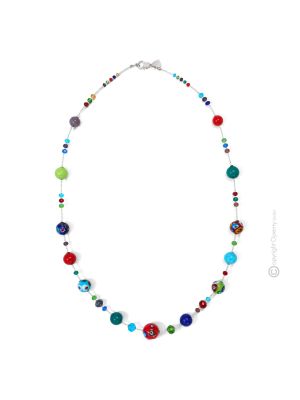 COLLAR MILLEFIORI bisutería artística collares collares cuentas de cristal de Murano con murrine hecho a mano auténtico Made in Italy