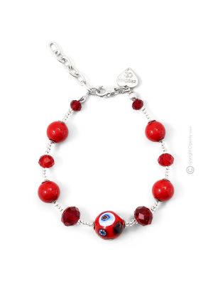 PULSERA MILLEFIORI bisutería artística pulsera de perlas de cristal de Murano con murrine auténtico hecho a mano Made in Italy