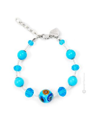 PULSERA MILLEFIORI bisutería artística pulsera de perlas de cristal de Murano con murrina auténtica hecha a mano Made in Italy