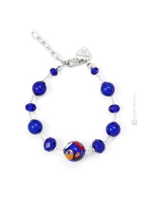 PULSERA MILLEFIORI bisutería artística pulsera de perlas de cristal de Murano con murrina auténtica hecha a mano Made in Italy