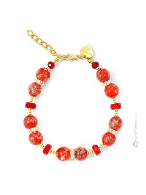 EMILY BRACELET bisutería artística pulsera de perlas de cristal de Murano con aventurina hecha a mano auténtica Made in Italy