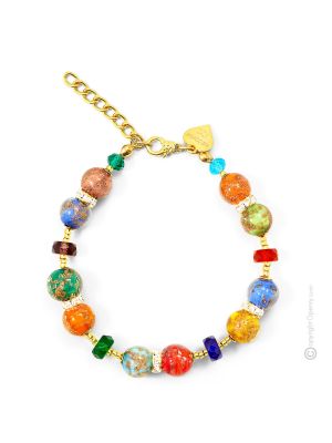 EMILY BRACELET bisutería artística pulsera de perlas de cristal de Murano con aventurina auténtica hecha a mano Made in Italy