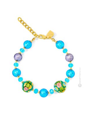 PULSERA DE FLORES pulsera de bisutería artística cuentas de cristal de Murano con oro de 18 quilates auténtico hecho a mano Made in Italy