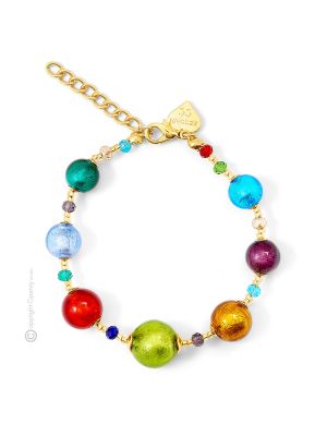 PULSERA ONDA bisutería artística pulsera de perlas de cristal de Murano con plata 925 auténtica hecha a mano Made in Italy