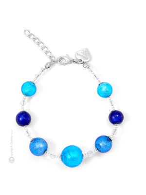 PULSERA ONDA bisutería artística Pulsera de perlas de cristal de Murano con plata 925 auténtica hecha a mano Made in Italy