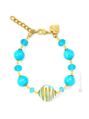 MIRHO BRACELET bisutería artística pulsera de perlas de cristal de Murano con oro de 18k auténtico hecho a mano Made in Italy