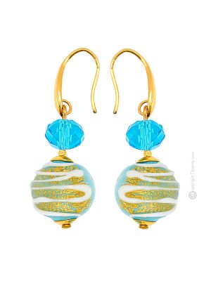 PENDIENTES MIRHO bisutería artística cuentas de cristal de Murano con oro de 18 quilates auténtico hecho a mano Made in Italy