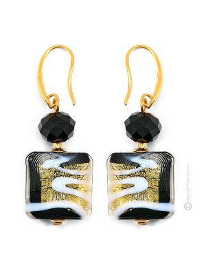 PENDIENTES MIRHO bisutería artística cuentas de cristal de Murano con oro de 18 quilates auténtico hecho a mano Made in Italy